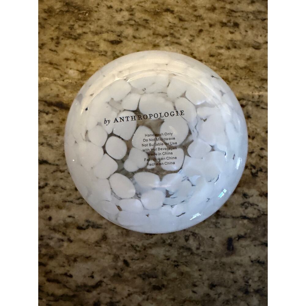 NWT-Anthropologie White Pebble Glass football Tumbler Cup by Anthropologie - Picture 3 of 4